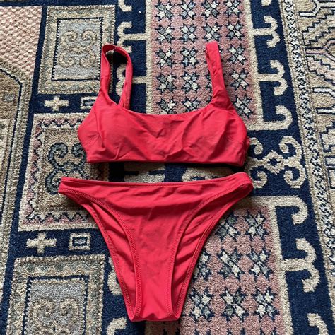 Aerie Red Bikini Set Size Xs Depop