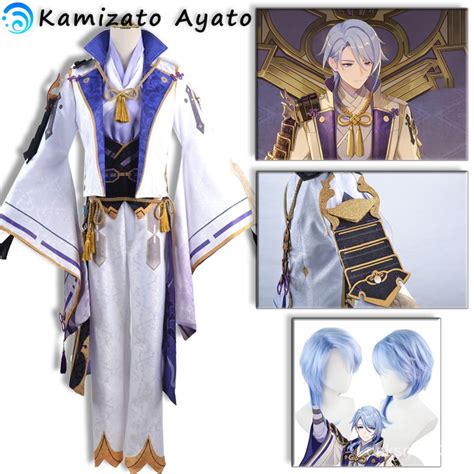 Jual Genshin Impact Kamizato Ayato Cosplay Costume Uniform Wig Jackets