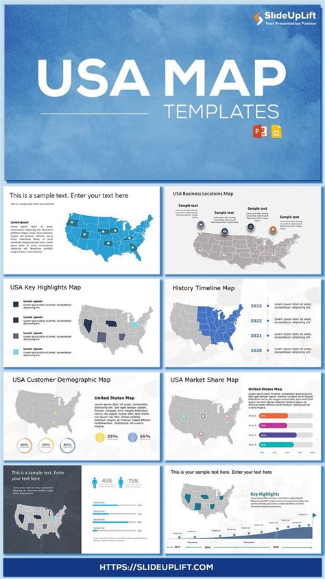 USA Map Templates For PowerPoint & Google Slides | Map, Powerpoint templates, Powerpoint ...