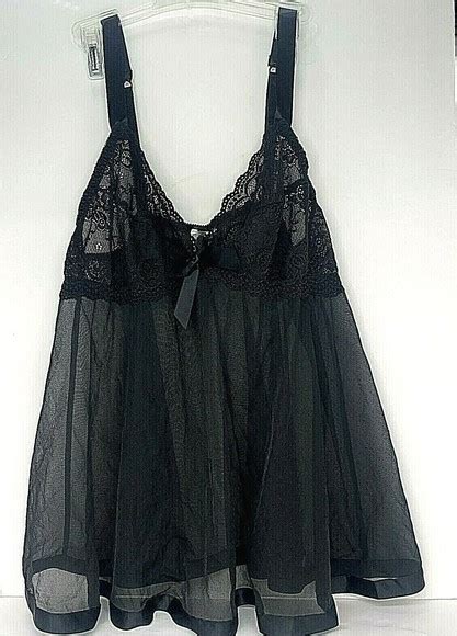 Adore Me Intimates Sleepwear Adore Me Lingerie Chemise Slip Babydoll Black Lace Sheer