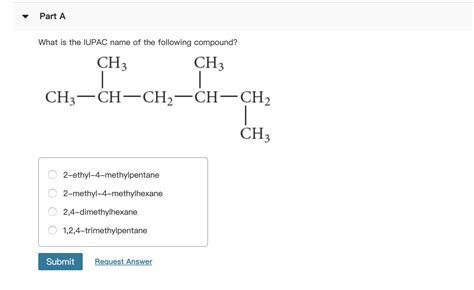 Solved Part A What Is The Iupac Name Of The Following Chegg