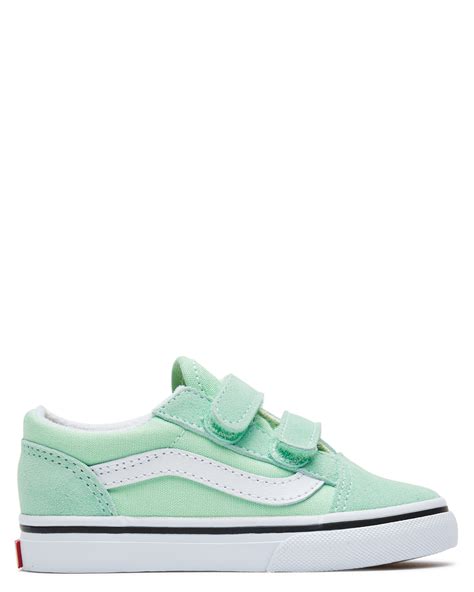 Vans Tots Girls Old Skool Velcro Shoe Green Ash Surfstitch