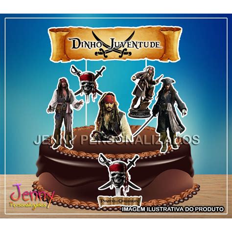 Topo Topper De Bolo Personalizado Jack Sparrow Shopee Brasil