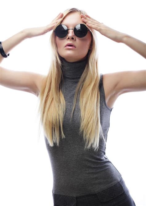 Beauty Stylish Blonde Woman Posing In Fashionable Clothes And Bi Stock Image Image Of Blonde