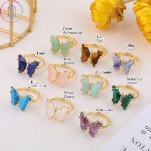 Rainbow Crystal Glass Butterfly Ring Bohemia Butterfly Ring Jewelry