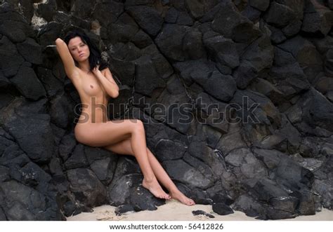Naked Woman Sitting On Rocks Beach Stock Photo Shutterstock