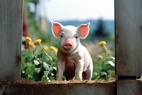 Premium Photo | Little piglet on a farm in summer selective focus