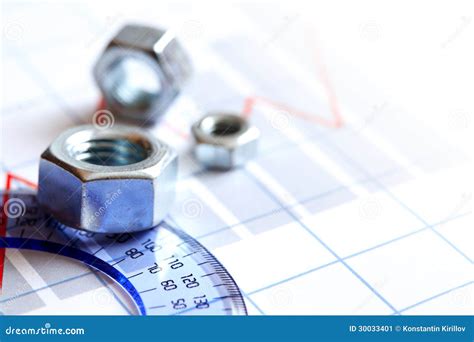 De Noten Van De Schroef Op Diagram Stock Afbeelding Image Of