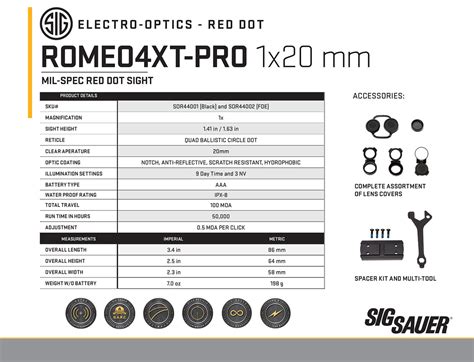 Sig Electro Optics Romeo4xt Pro 1x20mm 2 Moa Illuminated Red Quad