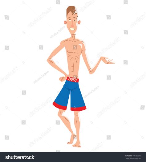 Vector Cartoon Image Of A Very Thin Man On The Royalty Free Stock