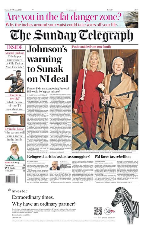 Sunday Telegraph Front Page 19th Of February 2023 Tomorrows Papers