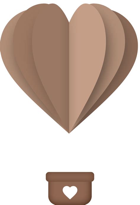 Brown Heart Hot Air Balloon Paper Cut Heart Shaped Hot Air Balloon PNG