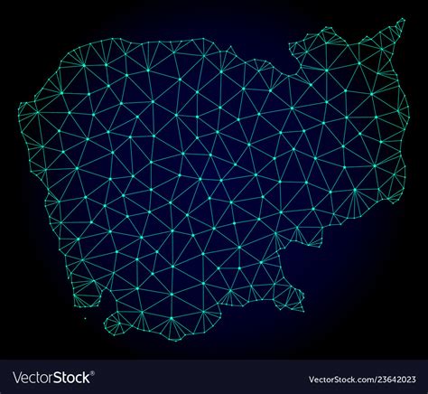 Polygonal Wire Frame Mesh Map Of Cambodia Vector Image