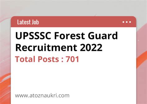 UPSSSC Forest Guard Recruitment 2022 AtoZ Naukri