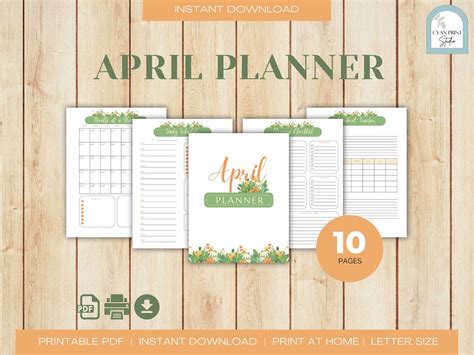 Printable April Planner, Monthly Planner, April Organizer, Daily ...