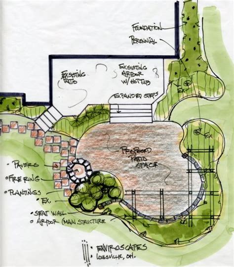 Patio With Fire Pit Plan View Conceptual The Whispering Crane Institute