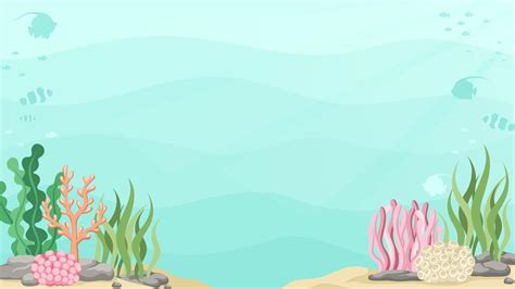 Underwater scene with fishes, coral reef and seaweed banner. Marine ...