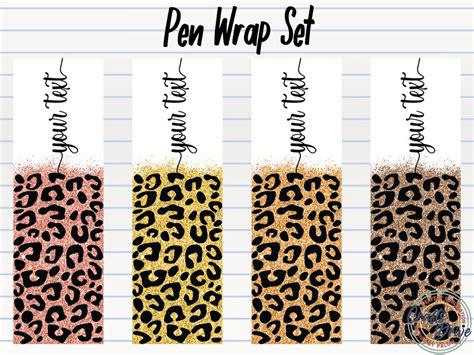 Personalized Leopard Glitter Pen Wrap File Set Etsy