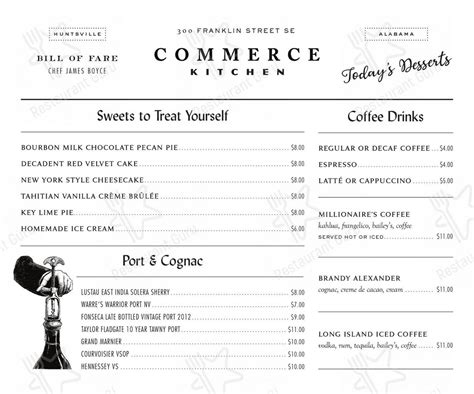 Menu at Commerce Kitchen pub & bar, Huntsville