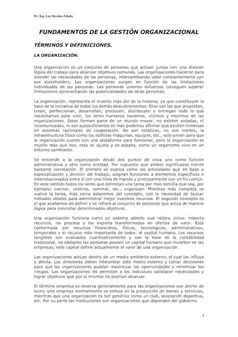 Pdf Fundamentos De La Gesti N Organizacional Pdf Filedr Ing Luz