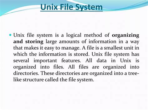 Unix Operating System Architecture With File Structure Ppt