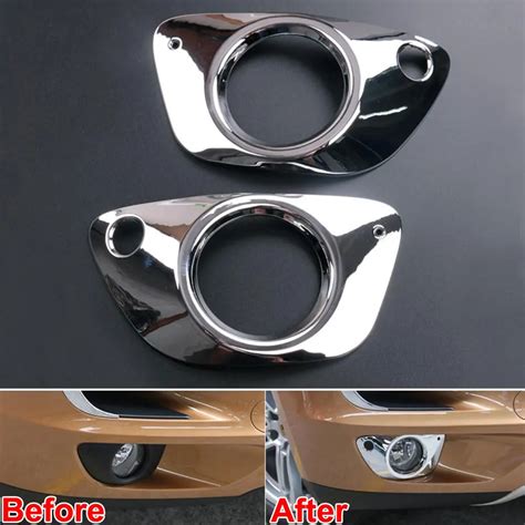 2Pcs ABS Chrome Car Front Fog Light Lamp Decorative Cover Trim Garnish