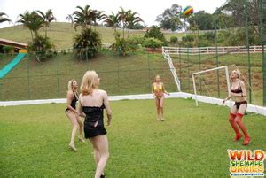 Tranny In String Bikini Playing Volley Ball XXX Dessert Picture 11