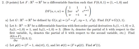 Solved 2 9 Points Let F R3 → R3 Be A Differentiable