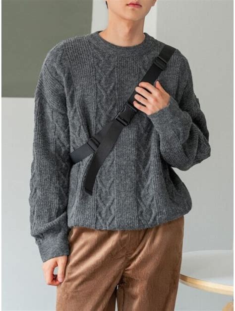 Buy DAZY Men Cable Knit Drop Shoulder Sweater Online Topofstyle