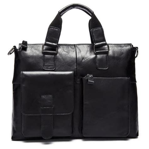 Чёрная кожаная сумка для ноутбука 15' Tiding Bag 7264A – купить в ...