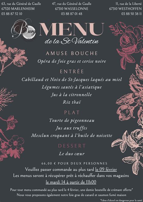 Wasselonne Westhoffen Menu St Valentin De La Boucherie Burg