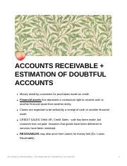 Accounts Receivable Estimation Of Doubtful Accounts Pdf Accounts