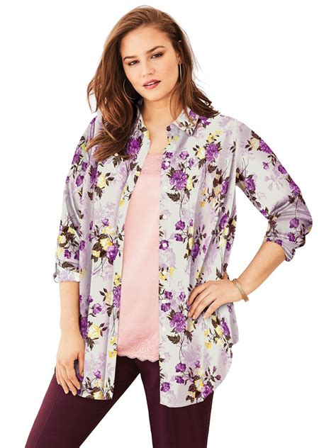 roamans roamans ivory georgette big shirt  size