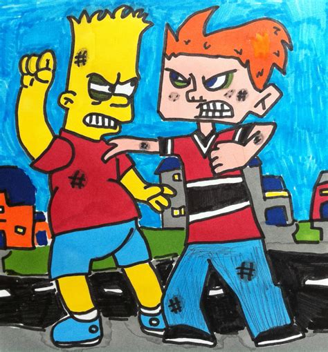 Bart Simpson vs. Todd Daring (Fighting) on street by guyusamj on DeviantArt