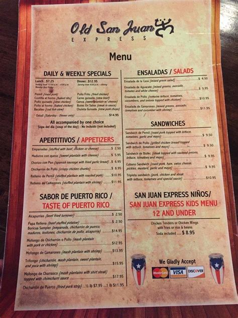 Menu At Old San Juan Express Restaurant Hackensack