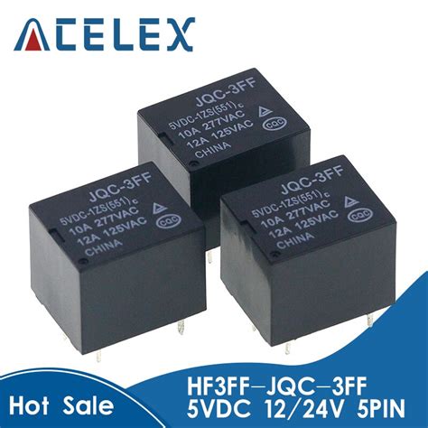 5Pcs 10A Relay HF3FF JQC 3FF 5VDC 1ZS 12VDC 1ZS 24VDC 1ZS 551 DIP5 5V