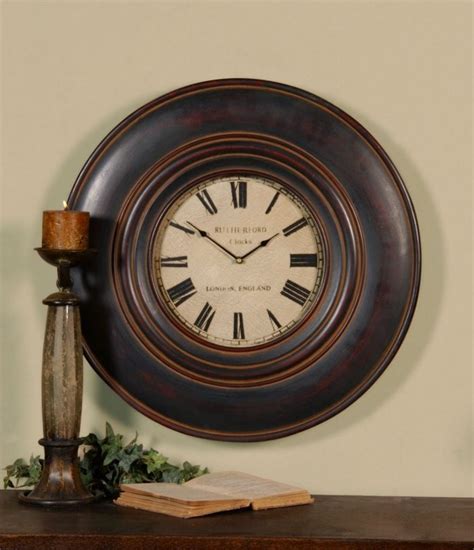 Details About Large 24 Masculine Dark Wood Wall Clock Traditional