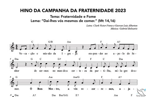 Partitura Do Hino Da Campanha Da Fraternidade Oficial Portal