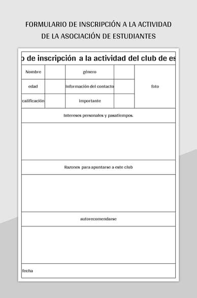 Plantilla De Excel Formulario De Inscripci N A La Actividad De La