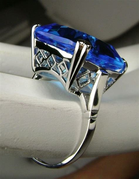 Topaz Ring Solid Sterling Silver Ct Huge Square Cut Etsy Swiss