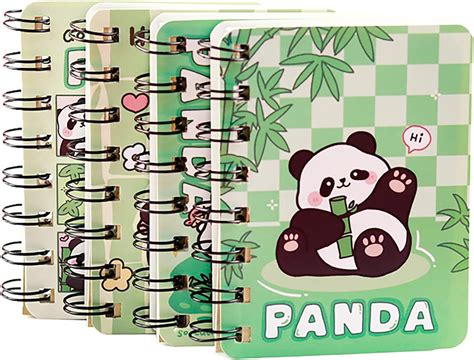 Amazon Small Mini Spiral Notebooks 4Pcs Cute Kawaii Panda Thick