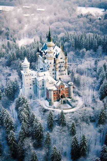 Premium AI Image | Neuschwanstein castle in the snow