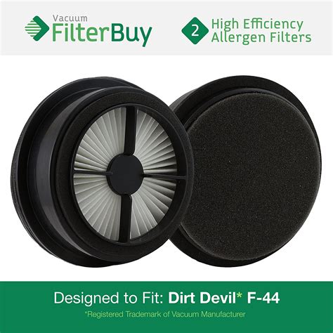 2 Dirt Devil F44 F 44 Allergen HEPA Pre Motor Filters With Foam