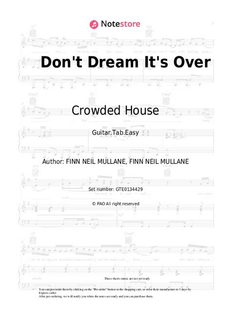 Don T Dream It S Over Tabs Easy Guitar Crowded House In Note Store