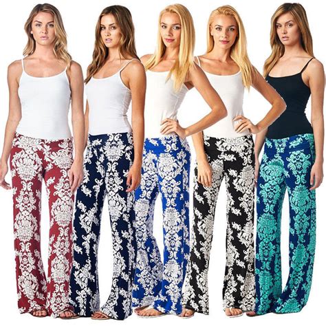 Straight Fashion Flower Print Casual Wide Legs Pants