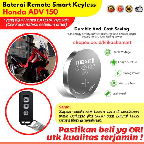 Jual Baterai Remot Motor Honda Adv Keyless Remote Alarm Kunci