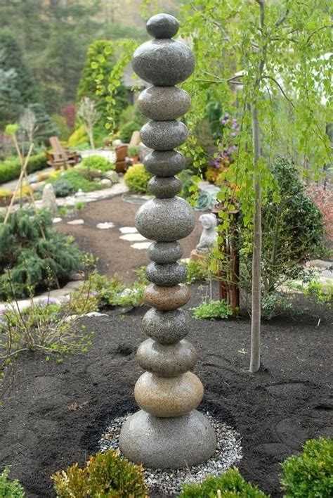 Yard Art Stacked Polished Stones Diy Pinterest