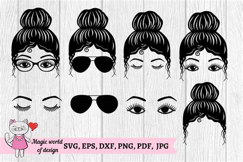 Messy Bun Hair Svg Bundle Mom Life Svg Graphic By Magic World Of