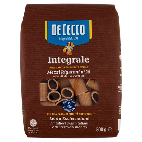 MEZZI RIGATONI INTEGRALI DE CECCO GR 500 Tigros