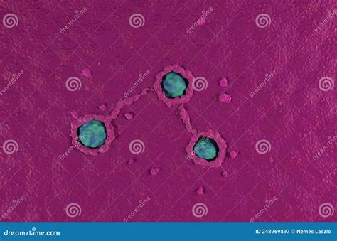 Cancerous Colon Surface Super Macro Colorectal Cancer Top View 3d Illustration Stock